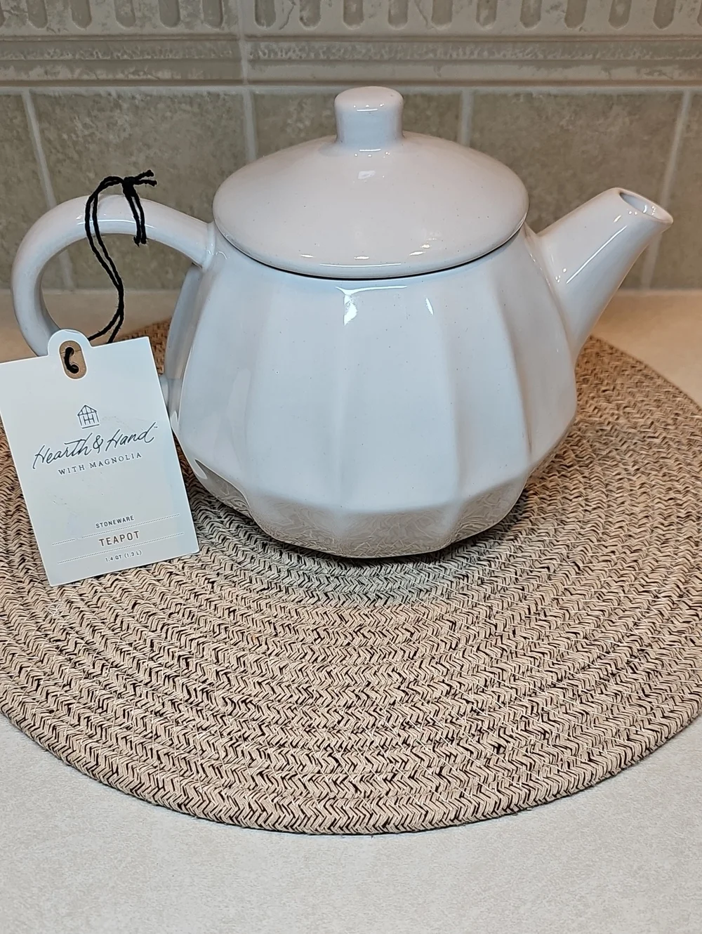 Hearth & Hand 44oz. Stoneware Teapot Sour Cream